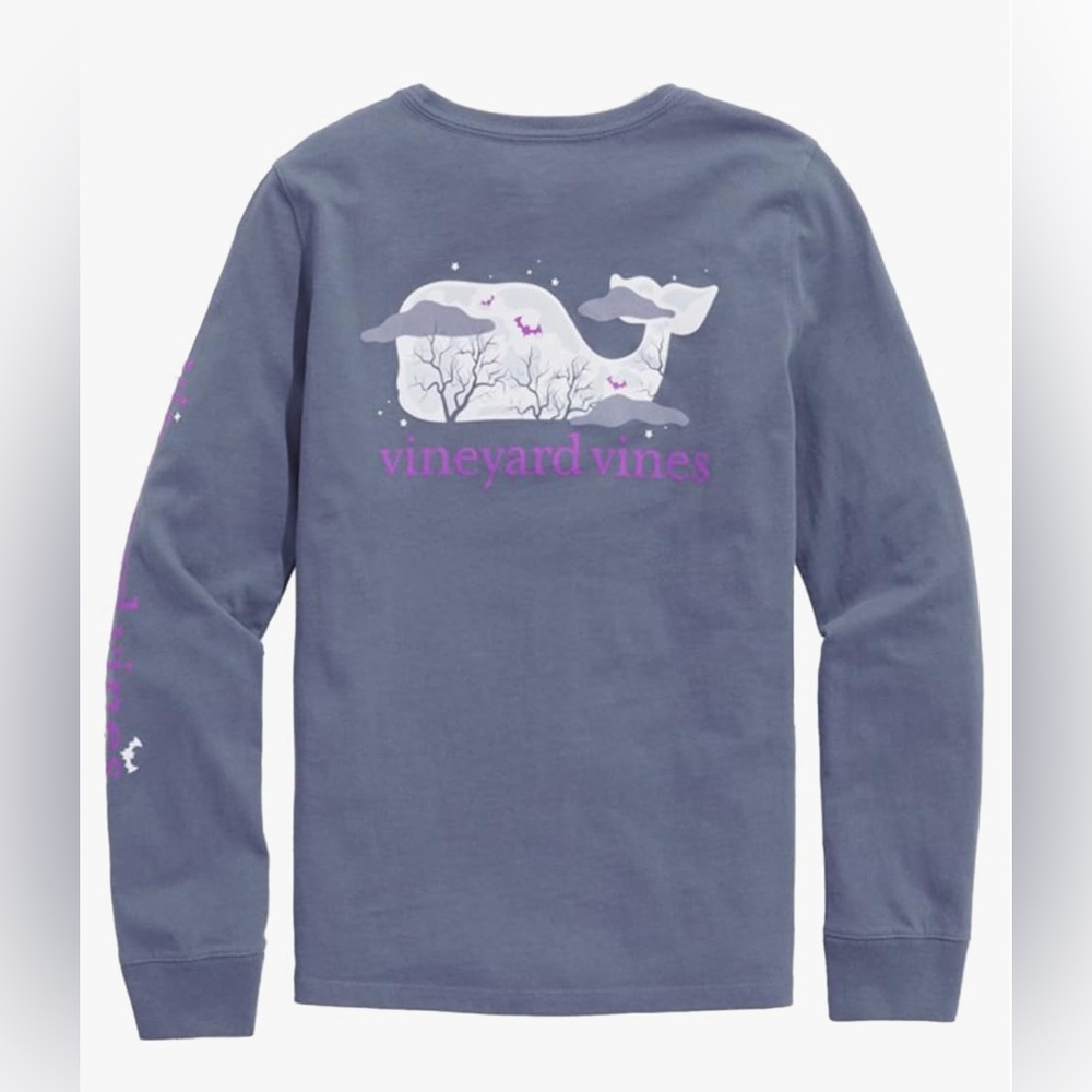 NWT vineyard vines Girls' Halloween Whale Moon Long-Sleeve Pocket Tee